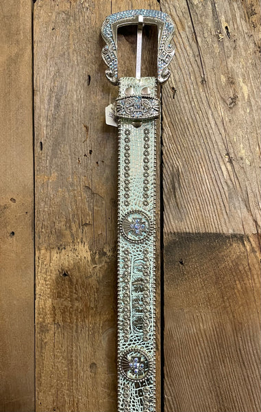 *SPECIAL MARKDOWN* LG Light Turquoise Belt with Cross