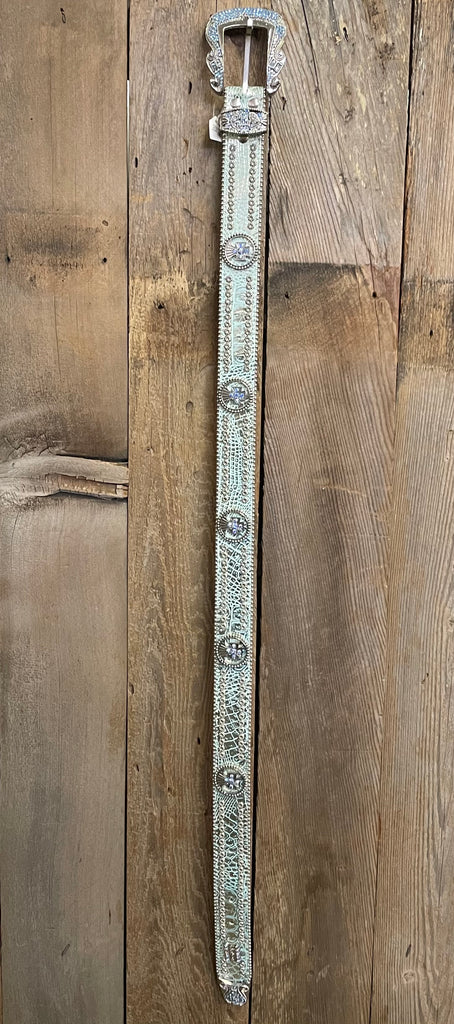 *SPECIAL MARKDOWN* LG Light Turquoise Belt with Cross