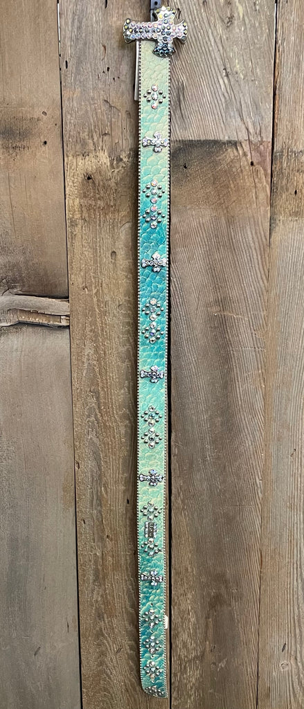 *SPECIAL MARKDOWN* LG Turquoise Scales with Cross Buckle