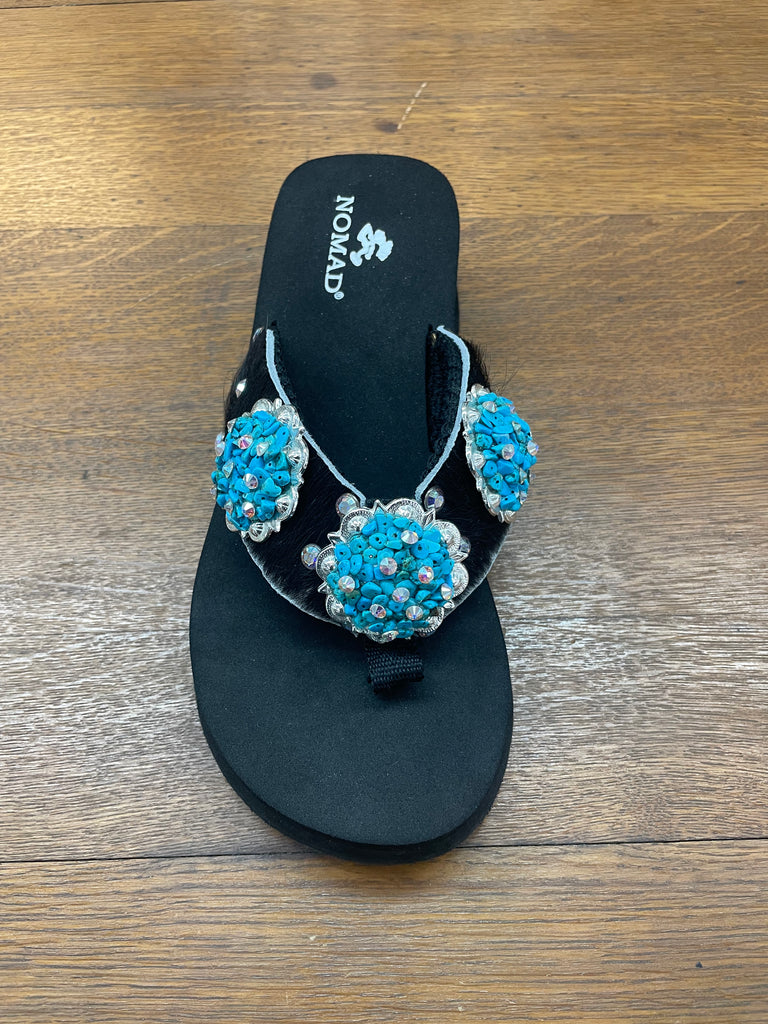 Black Cowhide w/Turquoise Stone Concho