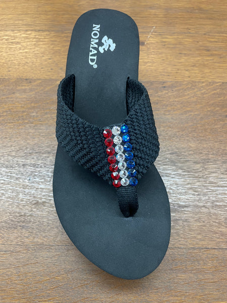 "Sassy" Red, White, & Blue Flip Flops