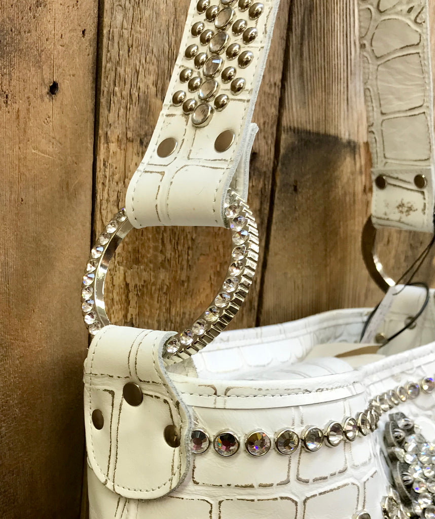 White Croc With Silver Swarovski Crystals