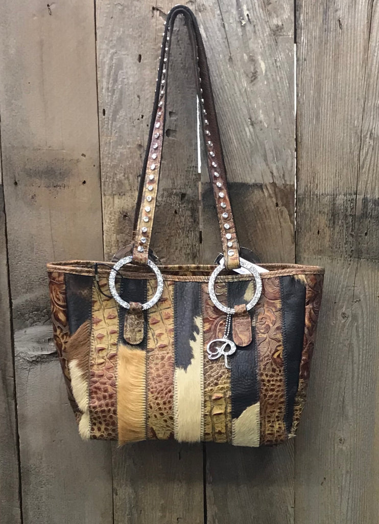 Caramel Brindle Swarovski Crystal Strip Handbag