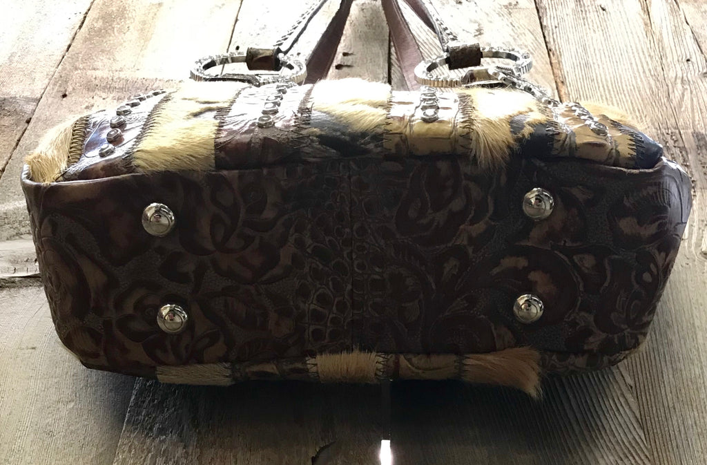 Caramel Brindle Swarovski Crystal Strip Handbag
