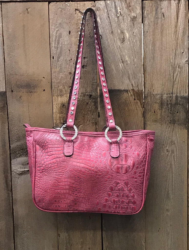 Fuchsia Croc Leather With Hair Handbag