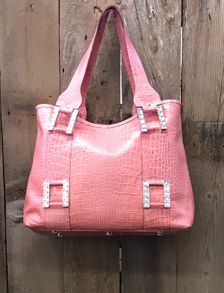 Pink Croc Leather With Buckles