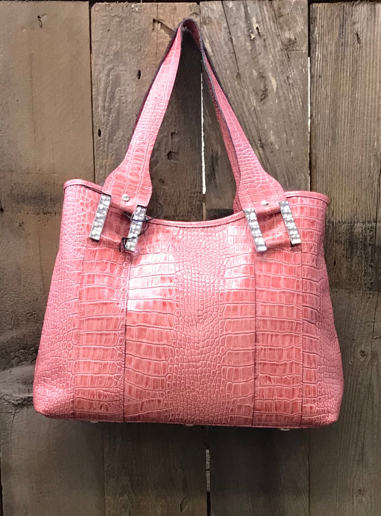 Pink Croc Leather With Buckles