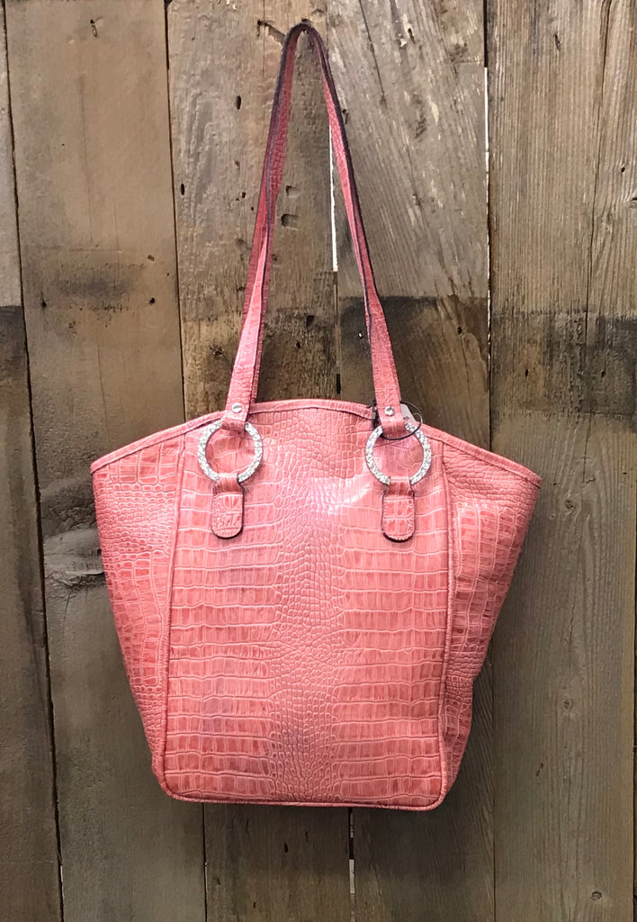 Pink Croc Leather With Crystal Cross