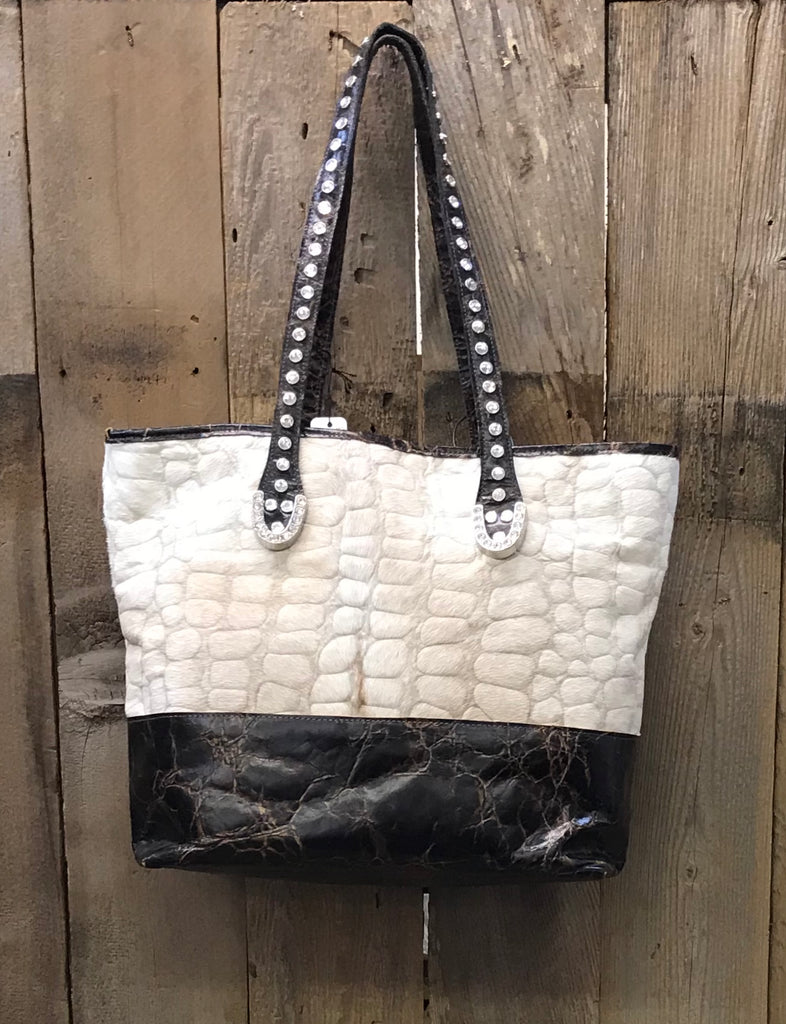Brown And Tan Lamb Skin Handbag