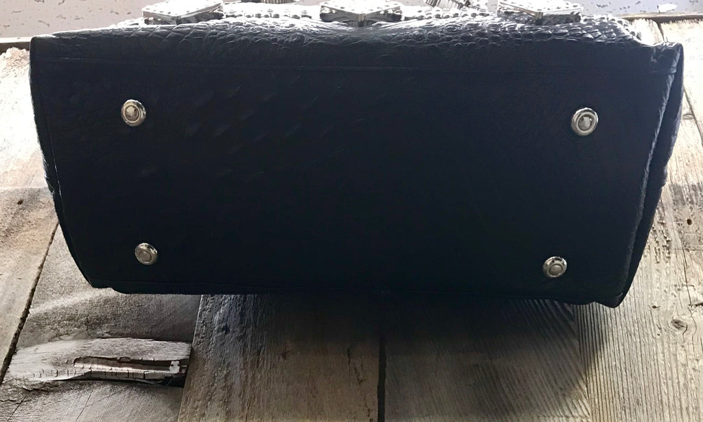 Black Croc With Swarovski Crystal Conchos Handbag
