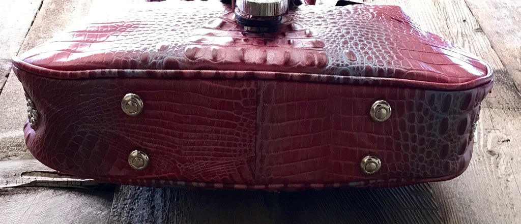 Red And Blue Croc Leather With Buckle