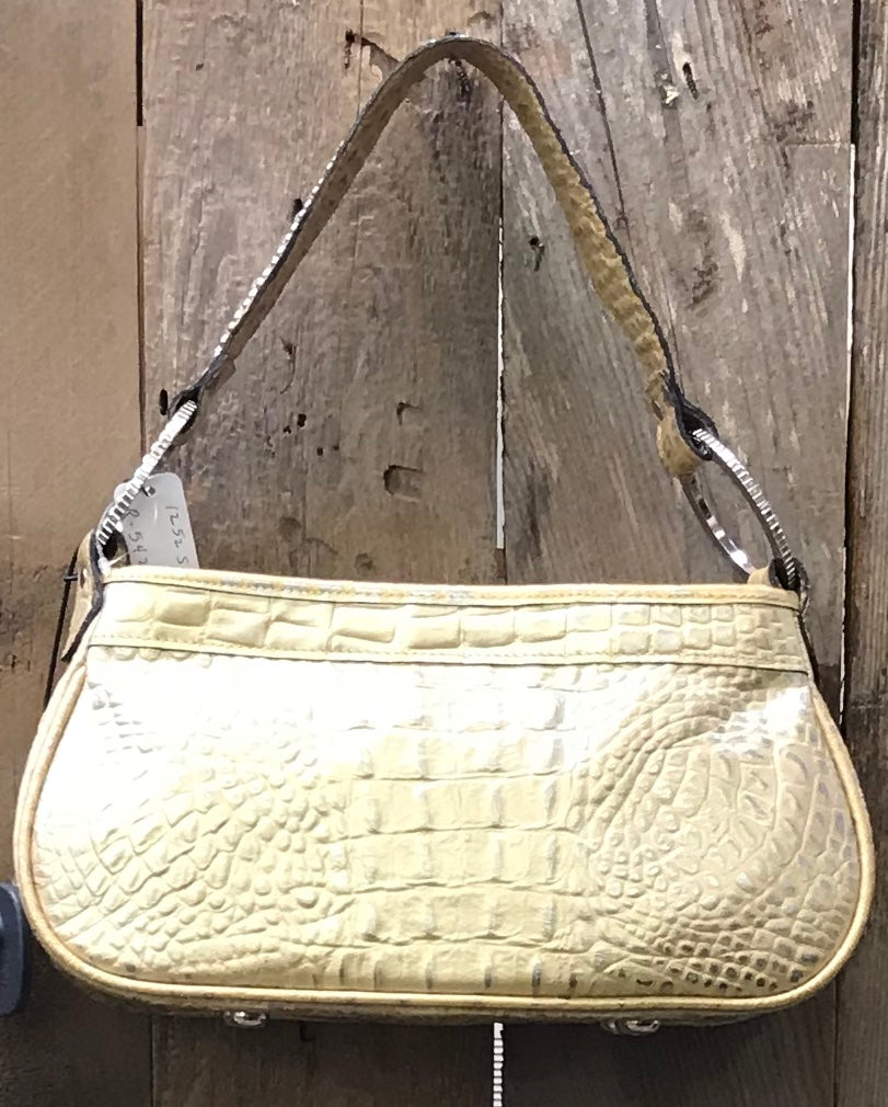 Gold Croc Leather With Three Crown Handbag