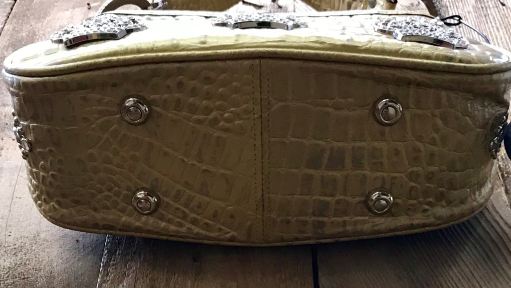 Gold Croc Leather With Three Crown Handbag
