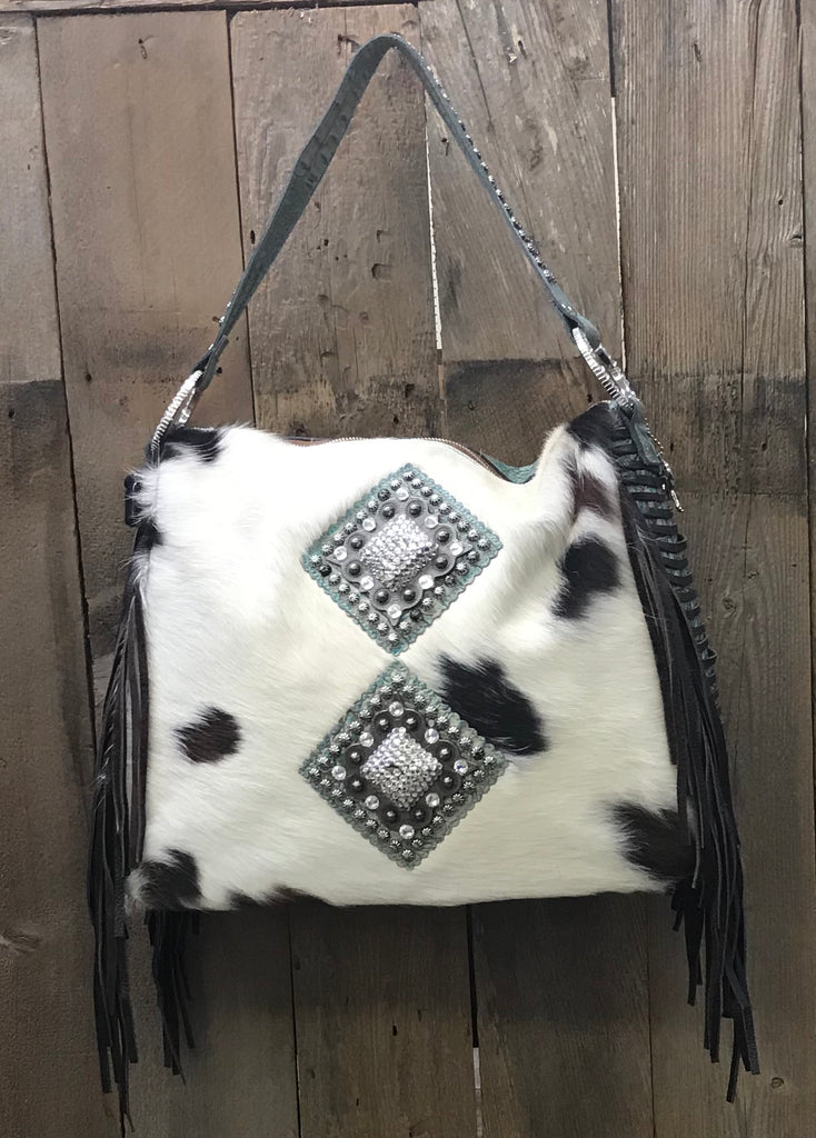 Cowhide Turquoise Croc Leather With Conchos