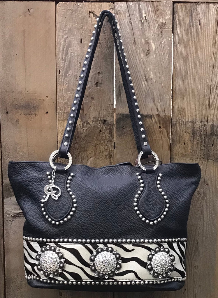 Black Leather With Zebra And Conchos