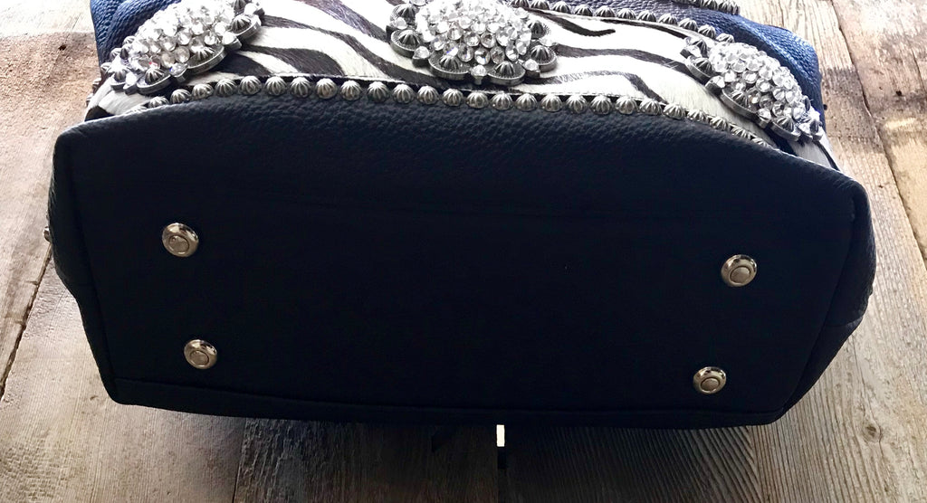 Black Leather With Zebra And Conchos