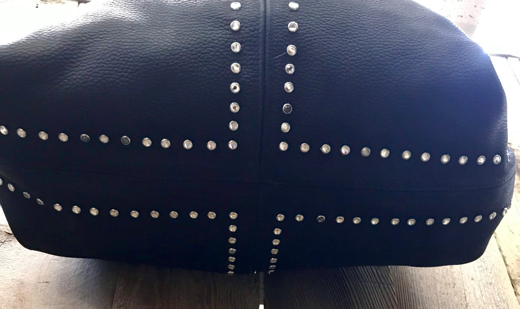 Black Leather With Swarovski Crystal Accents