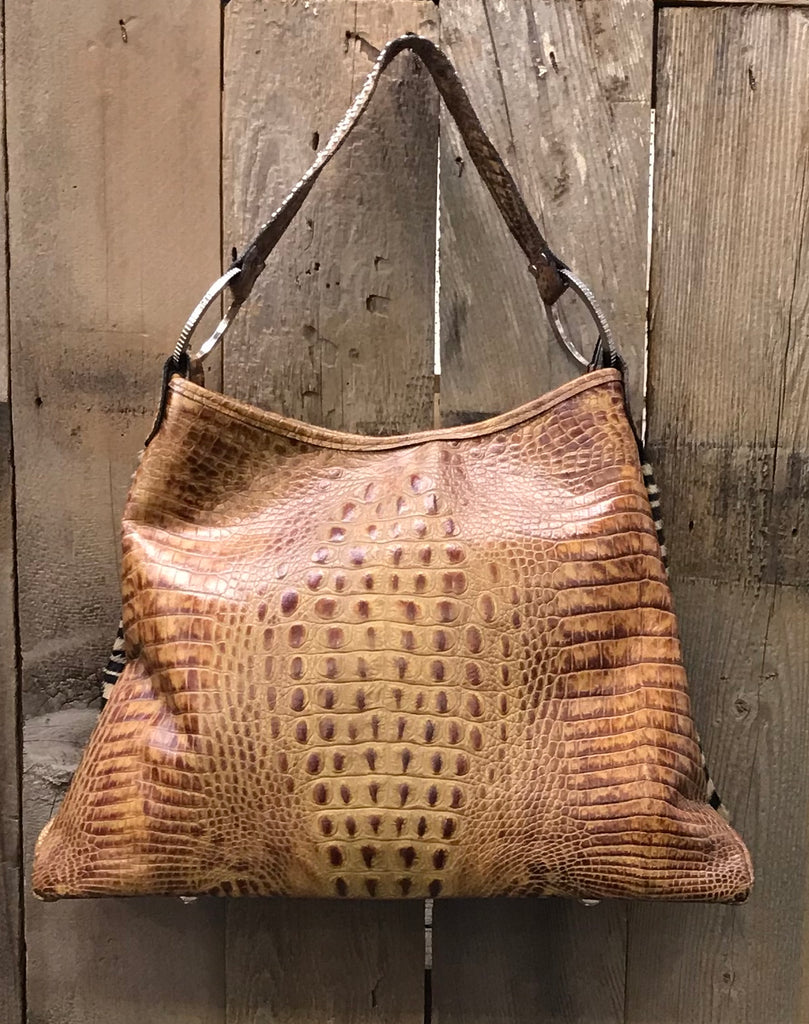 Tiger Brindle With Croc Leather Fleur De Lis