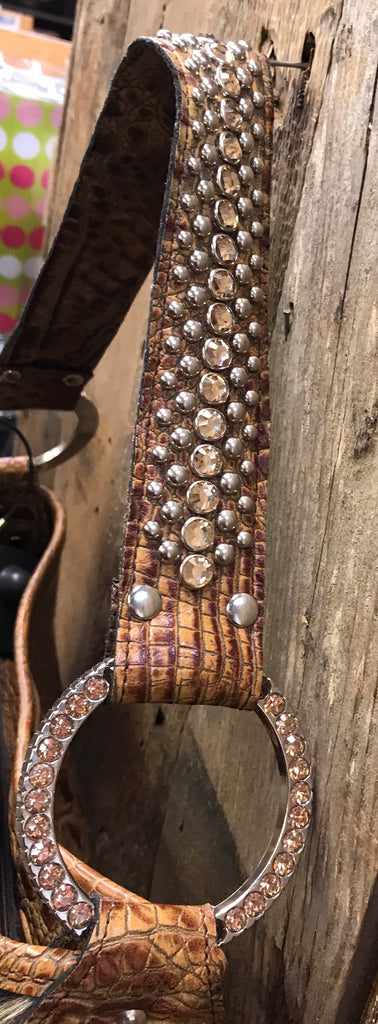 Tiger Brindle With Croc Leather Fleur De Lis