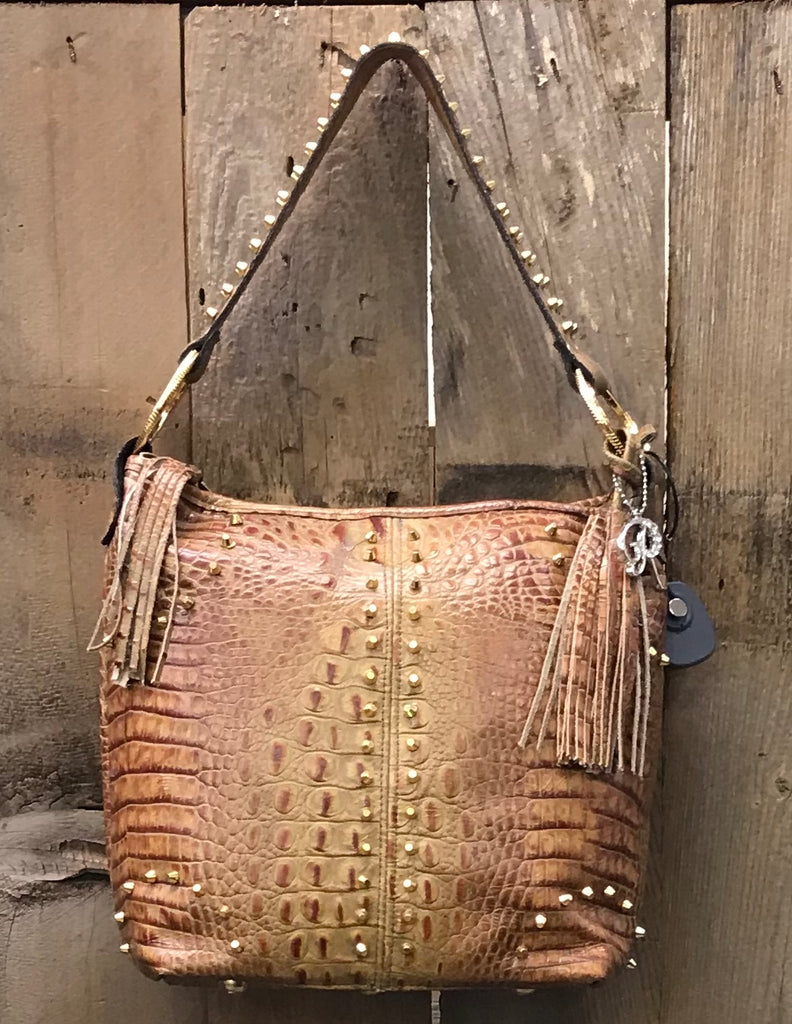 Caramel Croc Leather With Studs