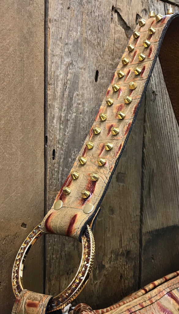 Caramel Croc Leather With Studs