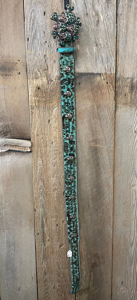LG Turquoise Leopard with Bronze Skull