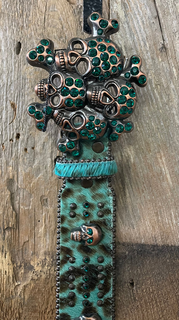 LG Turquoise Leopard with Bronze Skull