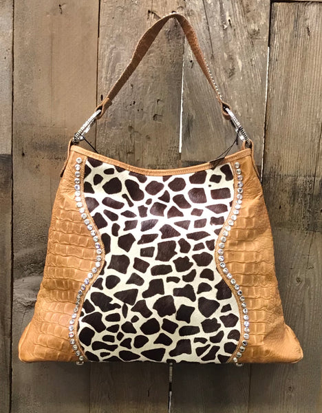 Giraffe And Tan Croc With Swarovski Crystals