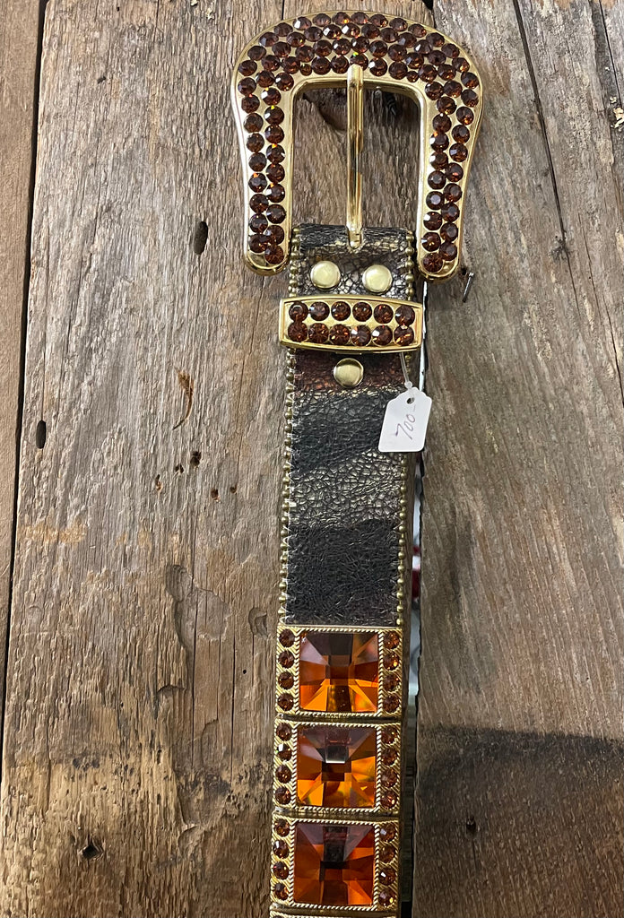 LG Black/Charcoal/Brown Leather with Orange Stones