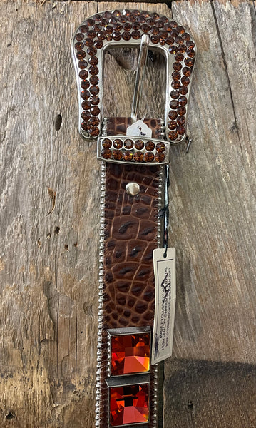 LG Dark Brown Croc with Orange Stones