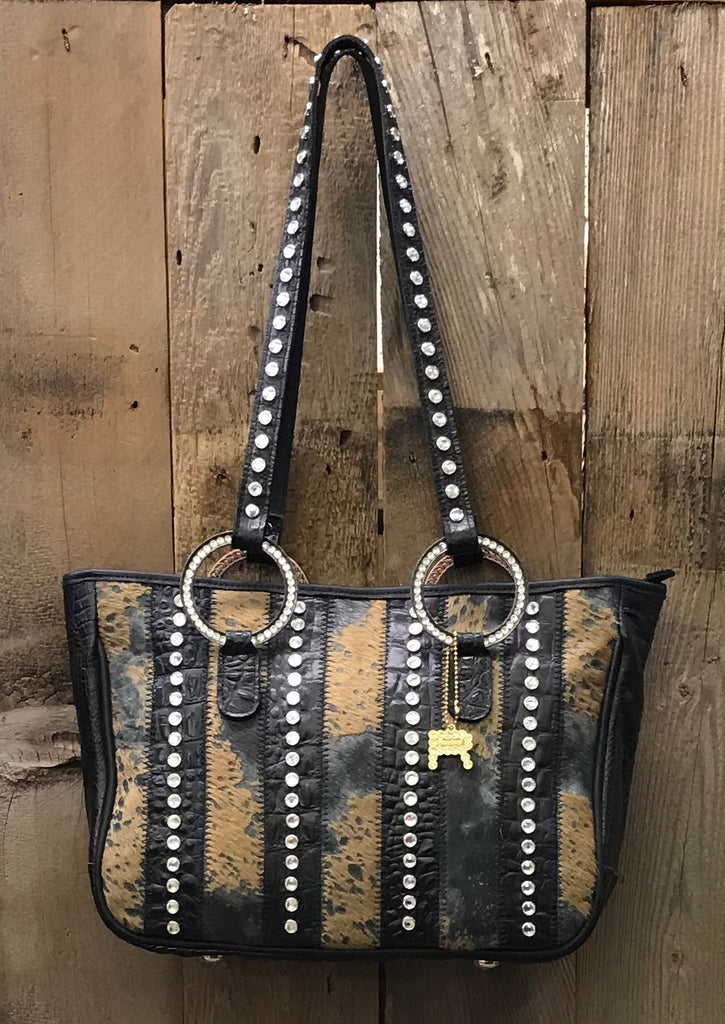 Black Leather With Brown Acid Wash Brindle