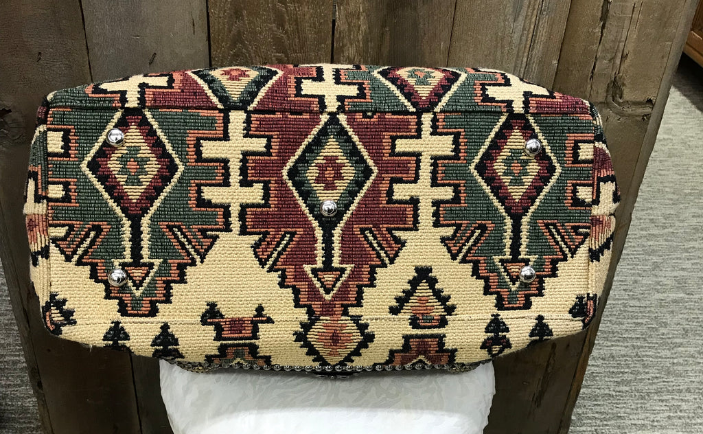 Beige Navajo Tapestry And Suede