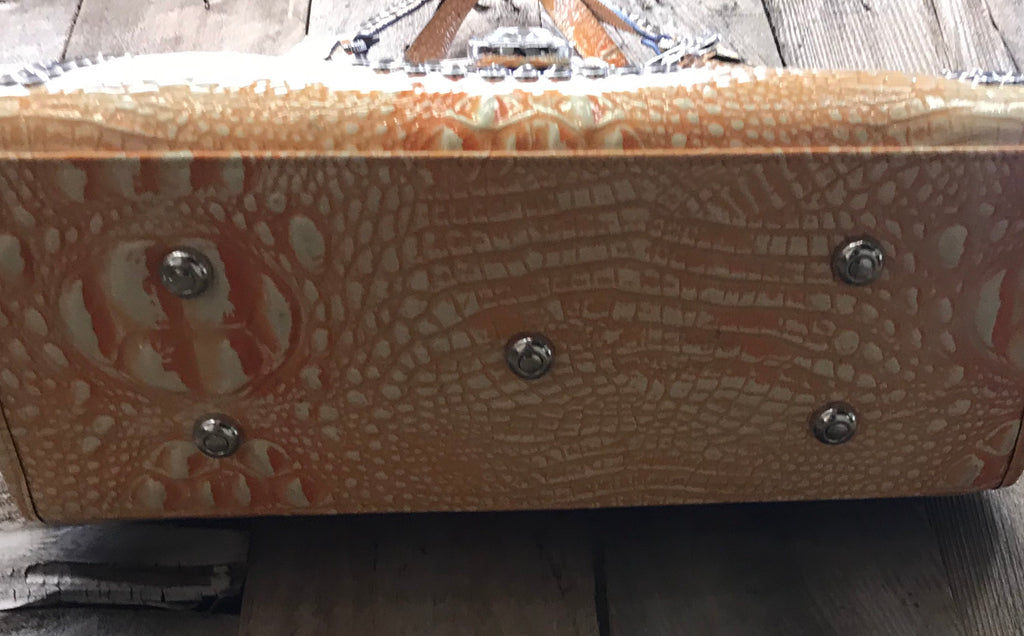 Glitter Orange Croc Leather With Swarovski Crystals
