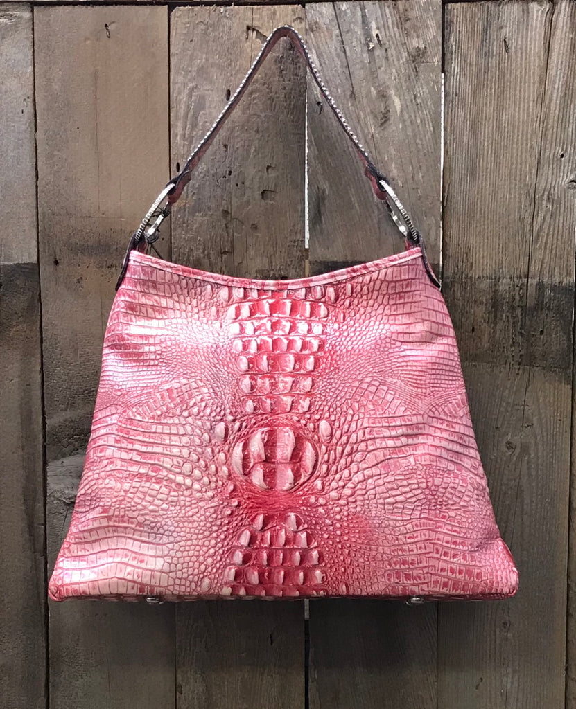 Glitter Pink Croc With Zebra Cross