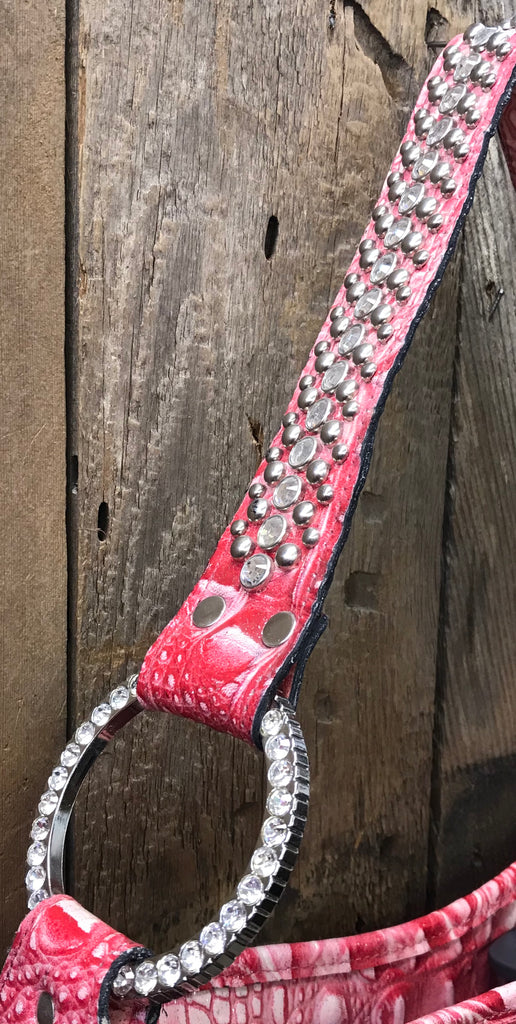 Glitter Pink Croc With Zebra Cross