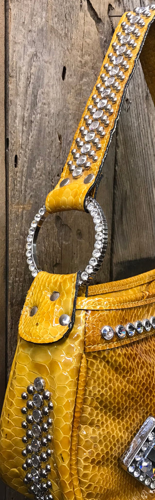 Mustard With Three Swarovski Crystal Conchos