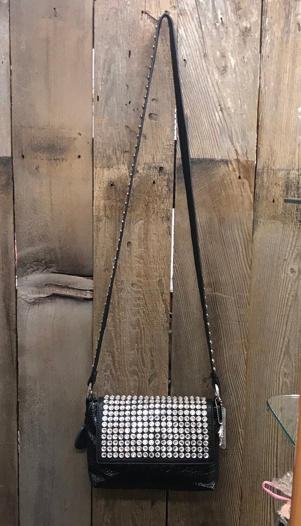 Black Leather Croc With Swarovski Crystals