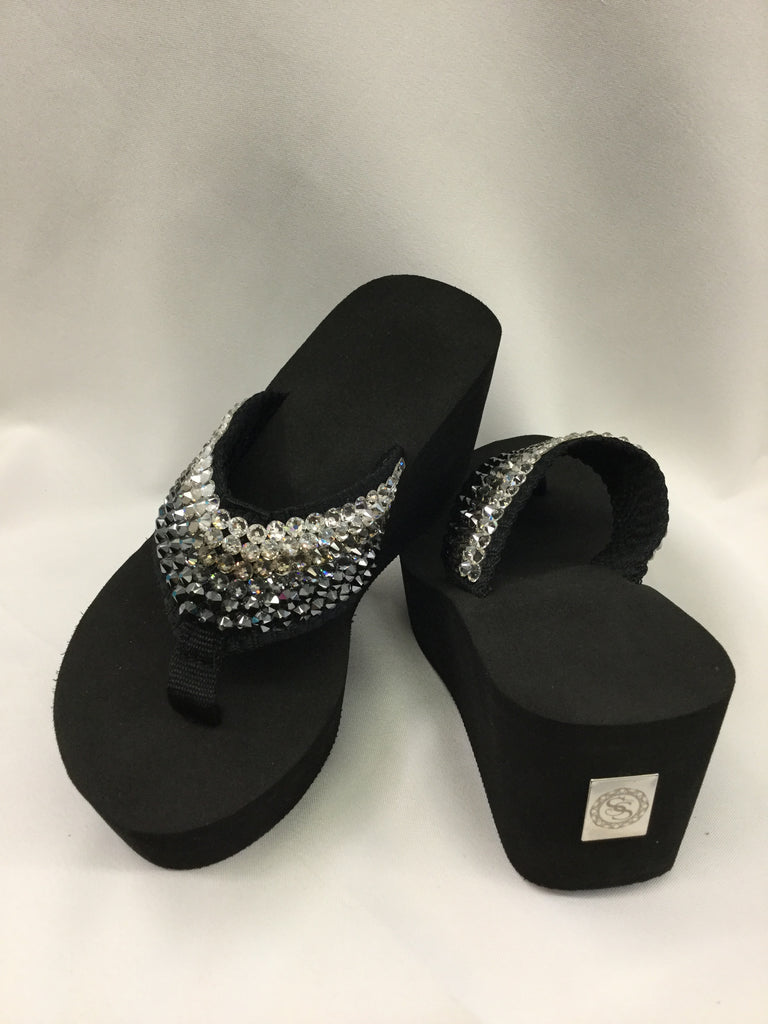 Miss Vegas Ombre Black Flip Flops