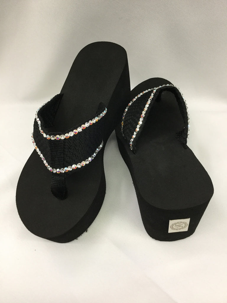 Miss Addressed AB Crystal Outline Flip Flops