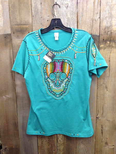 SH-101 Sugar Skull Turquoise T-Shirt
