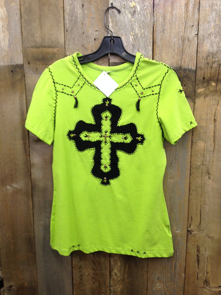 SH-073 Cross Lime Green T-Shirt