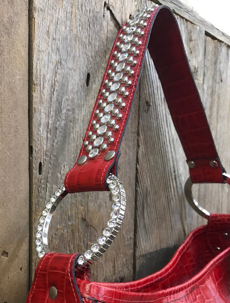 Red Leather With Swarovski Crystal Cross