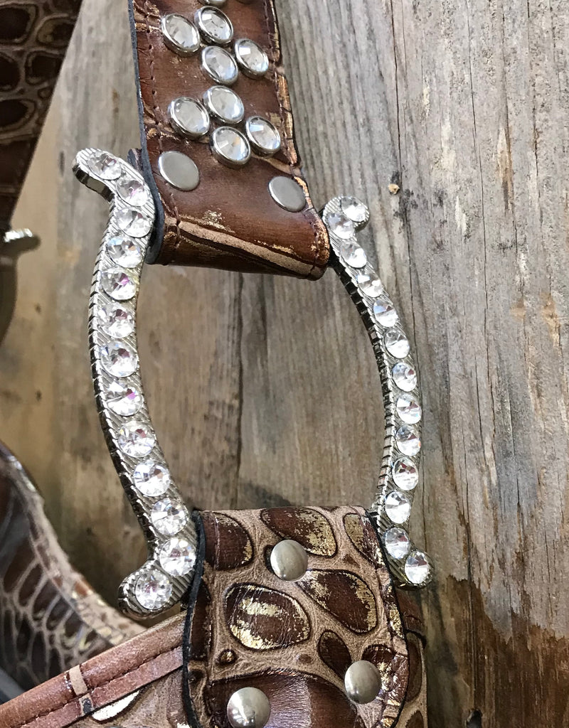 Leopard With Swarovski Crystals And Brown Gator Print
