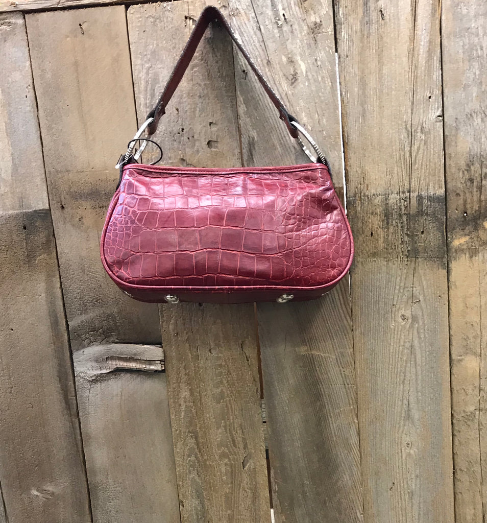 Red Croc Leather With Zebra And Crystal Conchos