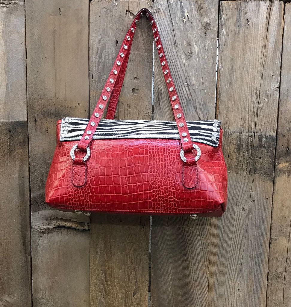 Red Croc With Tiger Flap