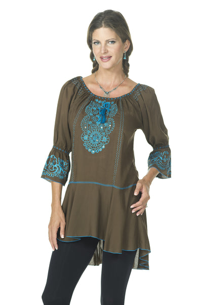 Tranquil Brown/Turquoise Top