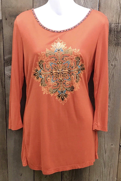 Orange Beaded Top