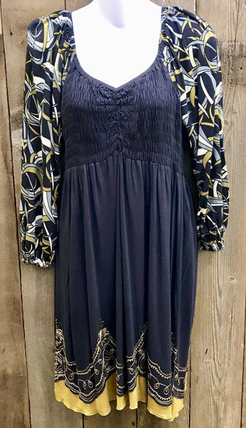 Charcoal & Gold Accented Dress
