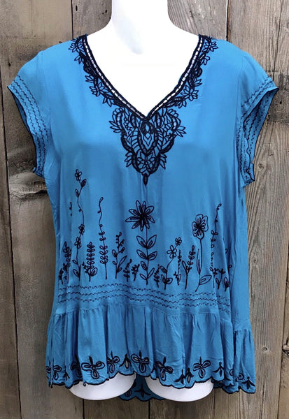 Turquoise & Black Top